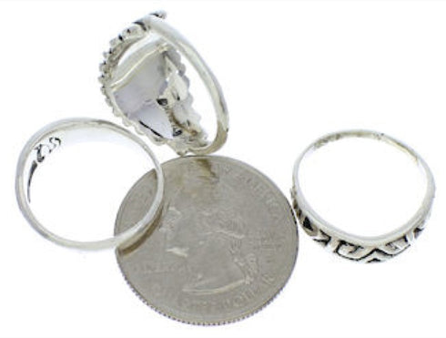 Sterling Silver And Turquoise Stackable Ring Set Size 6-1/4 UX33450